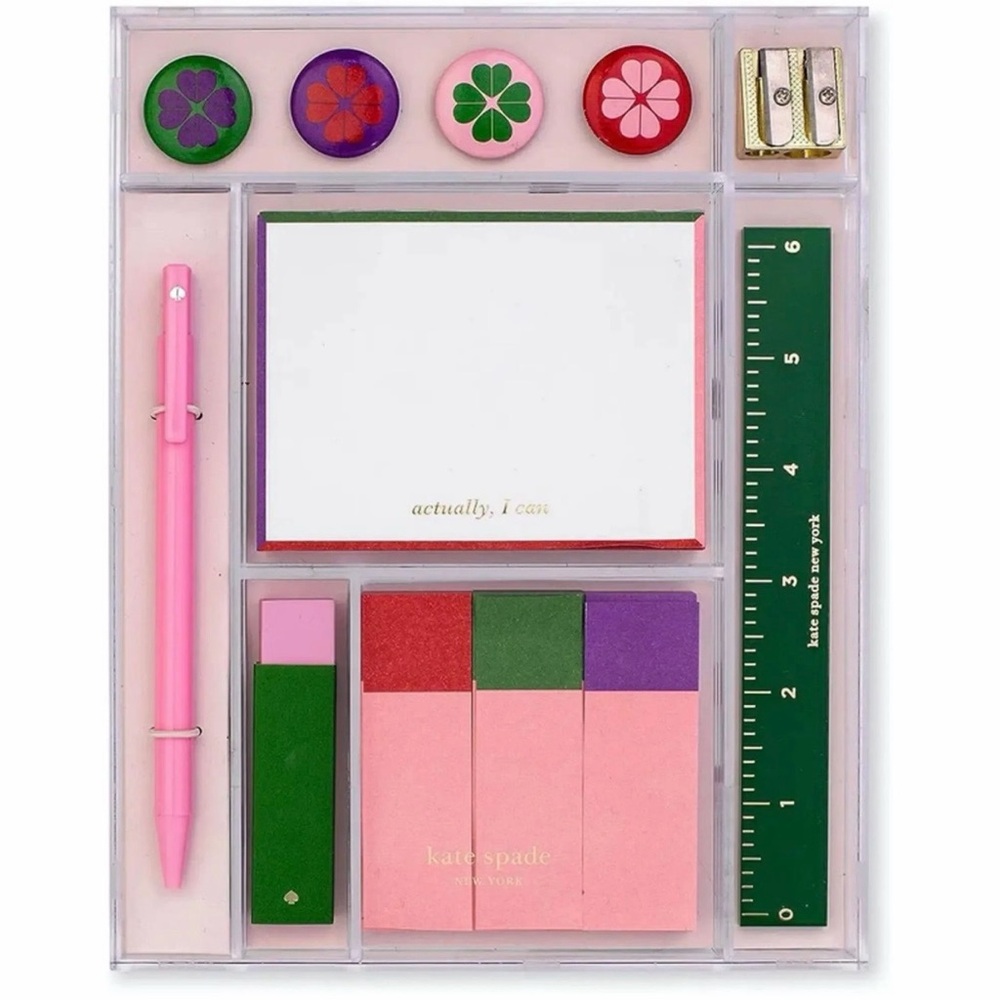NWT Kate Spade Colorblock Tackle Box Stationary Office Set